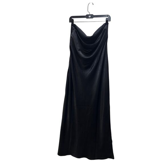 Wild Fable Strapless Maxi Slip Dress XL Blk Satiny Bottom Side Slit Coquette NWT - Picture 2 of 9
